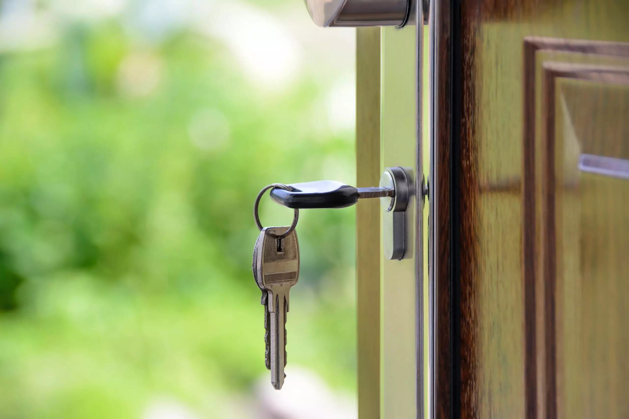 Keys hanging in a door lock